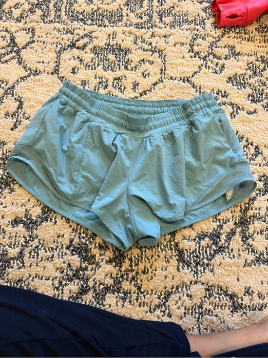 lululemon athletica Pants - Women's Lightweight Aqua Running Shorts - Elastic Waist liner has a flaw